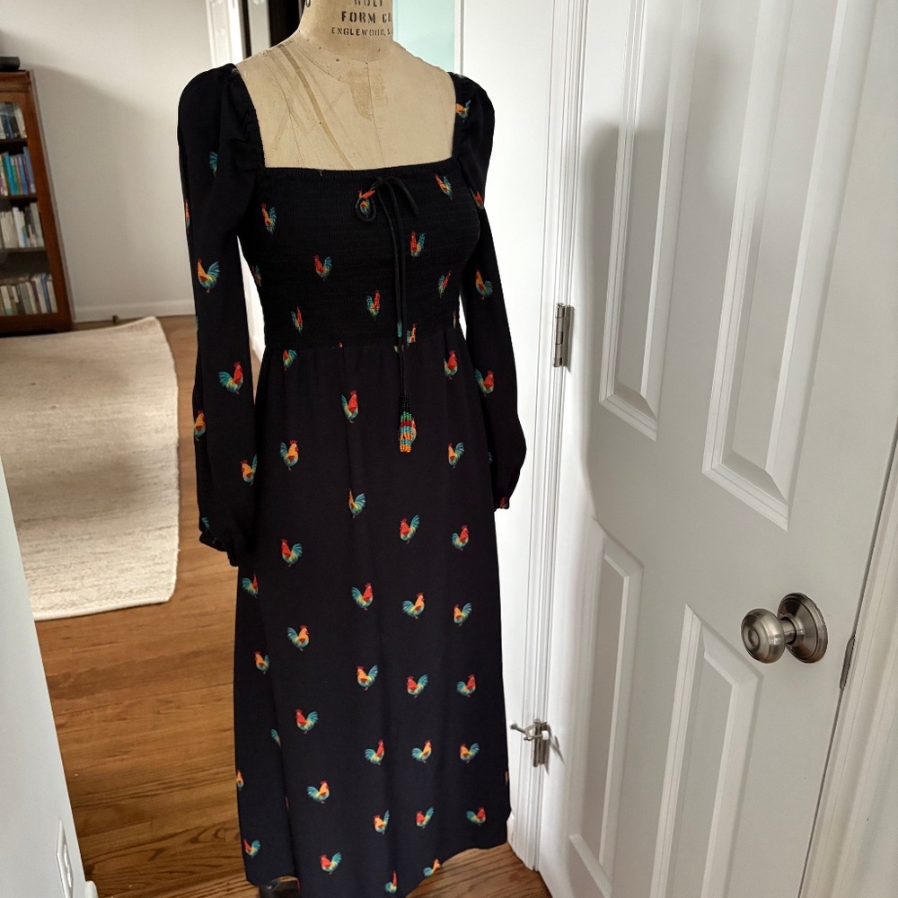 Farm Rio Rooster Midi Dress Size M, new with tags